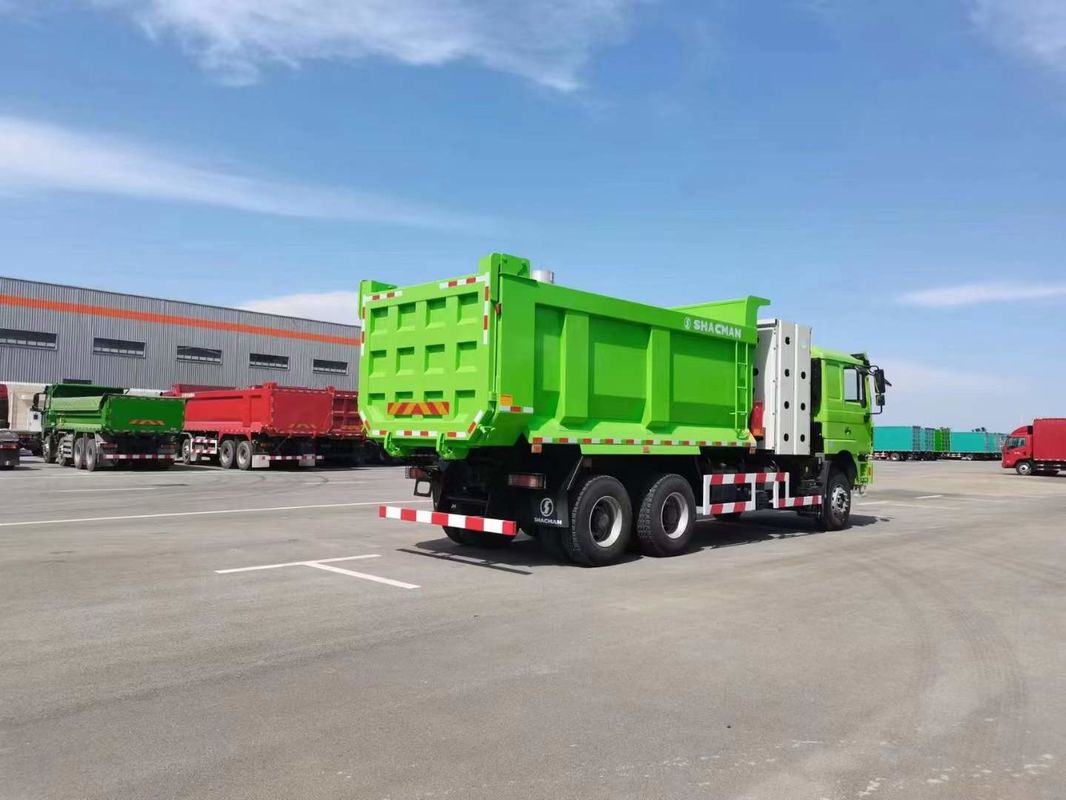 10 ล้อ SHACMAN F3000 CNG รถบรรทุก 6x4 ยูโร V WEICHAI-430HP เขียว เหมาะสําหรับการก่อสร้างและเหมืองแร่