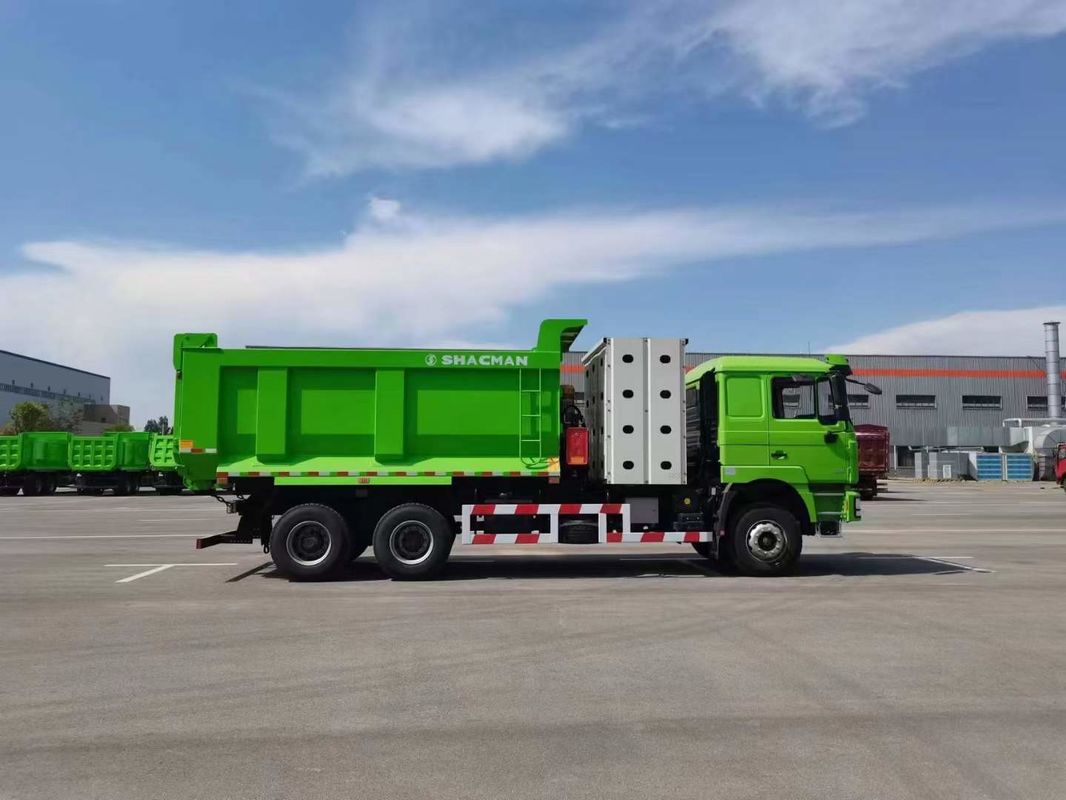 10 ล้อ SHACMAN F3000 CNG รถบรรทุก 6x4 ยูโร V WEICHAI-430HP เขียว เหมาะสําหรับการก่อสร้างและเหมืองแร่