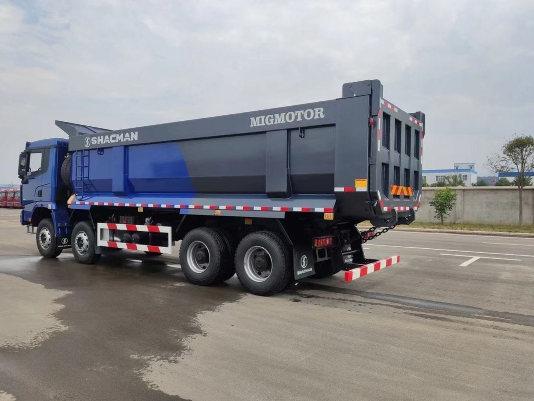 SHACMAN X3000 รถบรรทุก 8x4 380hp ยูโร II สีฟ้า U-bucket Tipper WEICHAI เครื่องยนต์