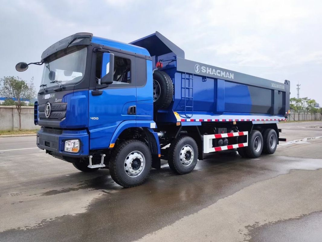 SHACMAN X3000 รถบรรทุก 8x4 380hp ยูโร II สีฟ้า U-bucket Tipper WEICHAI เครื่องยนต์