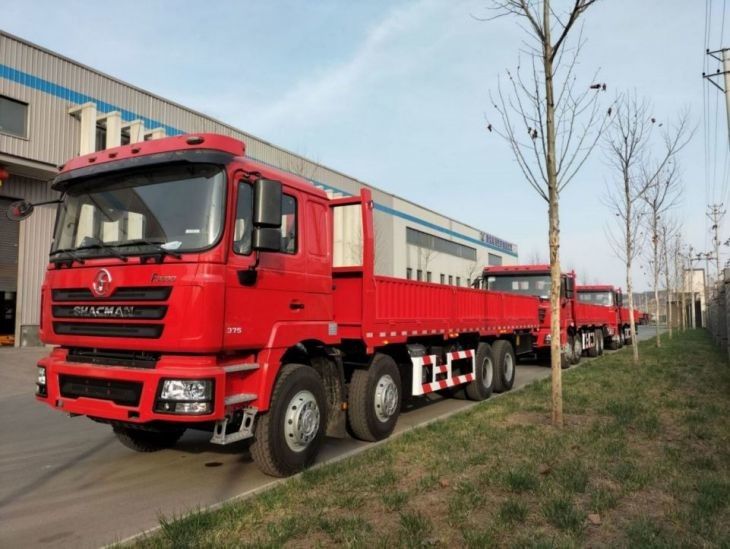 ถังน้ํามัน 400L รถบรรทุก SHACMAN F3000 8x4 รถบรรทุก 375Hp Neon Red