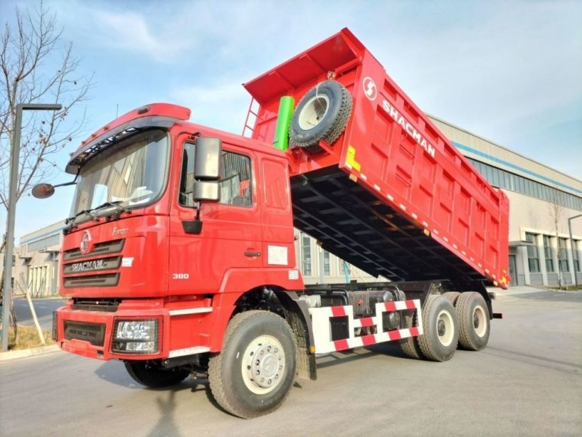 10 ยาง SHACMAN 30t รถบรรทุกขยะ F3000 6x4 380hp ยูโรII เครื่องยนต์ดีเซล Red Tipper