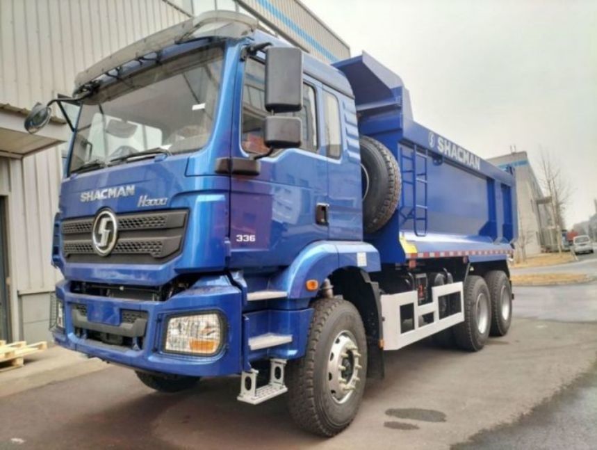 SHACMAN Dump Truck 6x4 H3000 340 EuroII กล่องคาร์โก้สีฟ้าสําหรับ tipper U-ประเภท