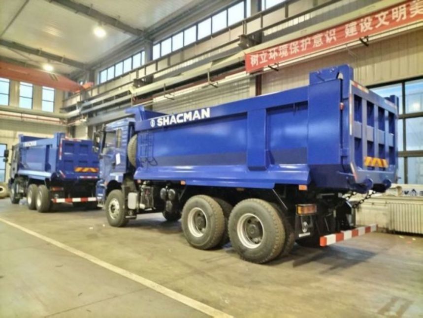 SHACMAN U-Cargo กล่อง Dump Truck 6x4 H3000 380 ยูโรII Blue Tipper คาบิ้ลมาตรฐาน 12.00R20 ยาง