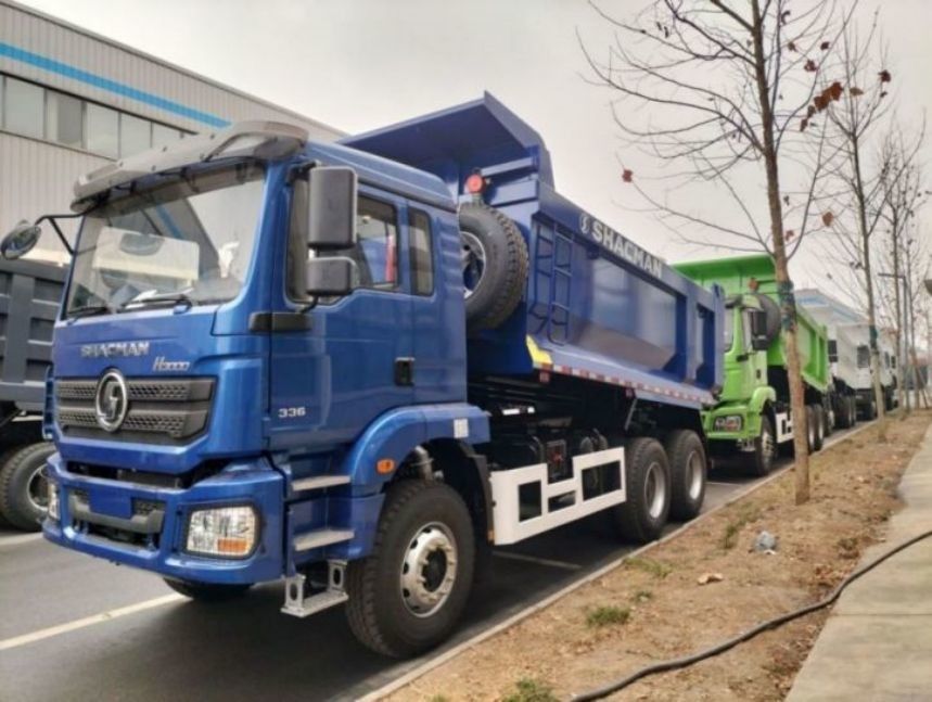 SHACMAN U-Cargo กล่อง Dump Truck 6x4 H3000 380 ยูโรII Blue Tipper คาบิ้ลมาตรฐาน 12.00R20 ยาง