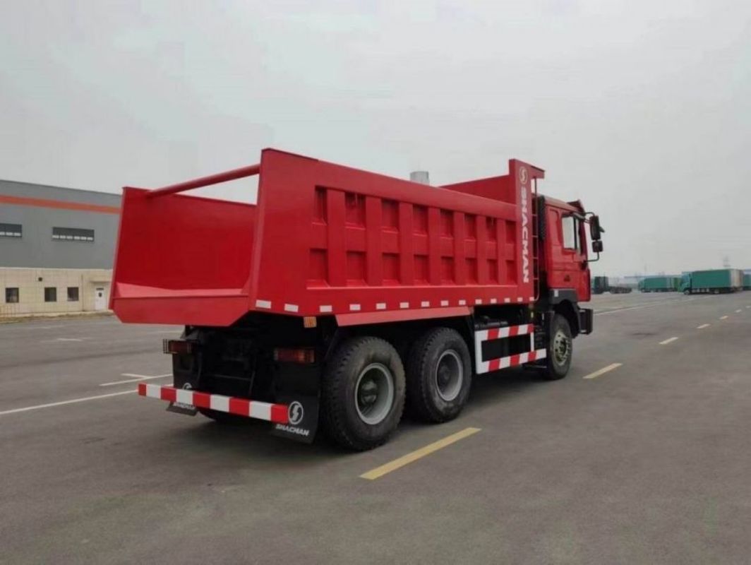 10 ทดลอง SHACMAN รถบรรทุกดัมเปอร์สีแดง F3000 รถบรรทุกดัมเปอร์ 380HP สําหรับการเหมืองแร่