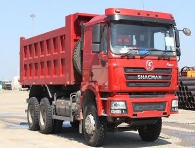 10 ทดลอง SHACMAN รถบรรทุกดัมเปอร์สีแดง F3000 รถบรรทุกดัมเปอร์ 380HP สําหรับการเหมืองแร่
