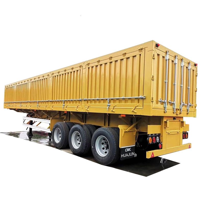 CIMC HUAJUN 3 Axle Side Dump Semi Trailer สําหรับภาระหนัก ด้วยล็อคบาร์ 60 ตัน