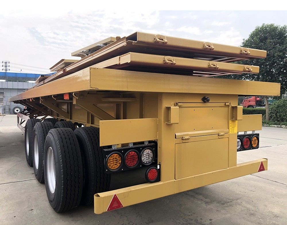 CIMC HUAJUN 3 Axle Side Dump Semi Trailer สําหรับภาระหนัก ด้วยล็อคบาร์ 60 ตัน