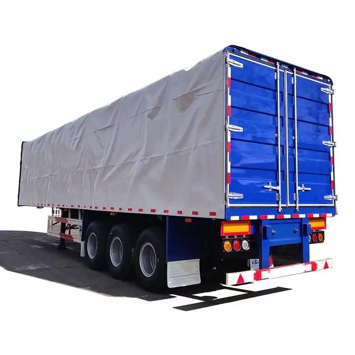 CIMC Side Curtain Semi Trailer 3 axle van type box semi trailer สําหรับขนส่งสินค้าพาเล็ต