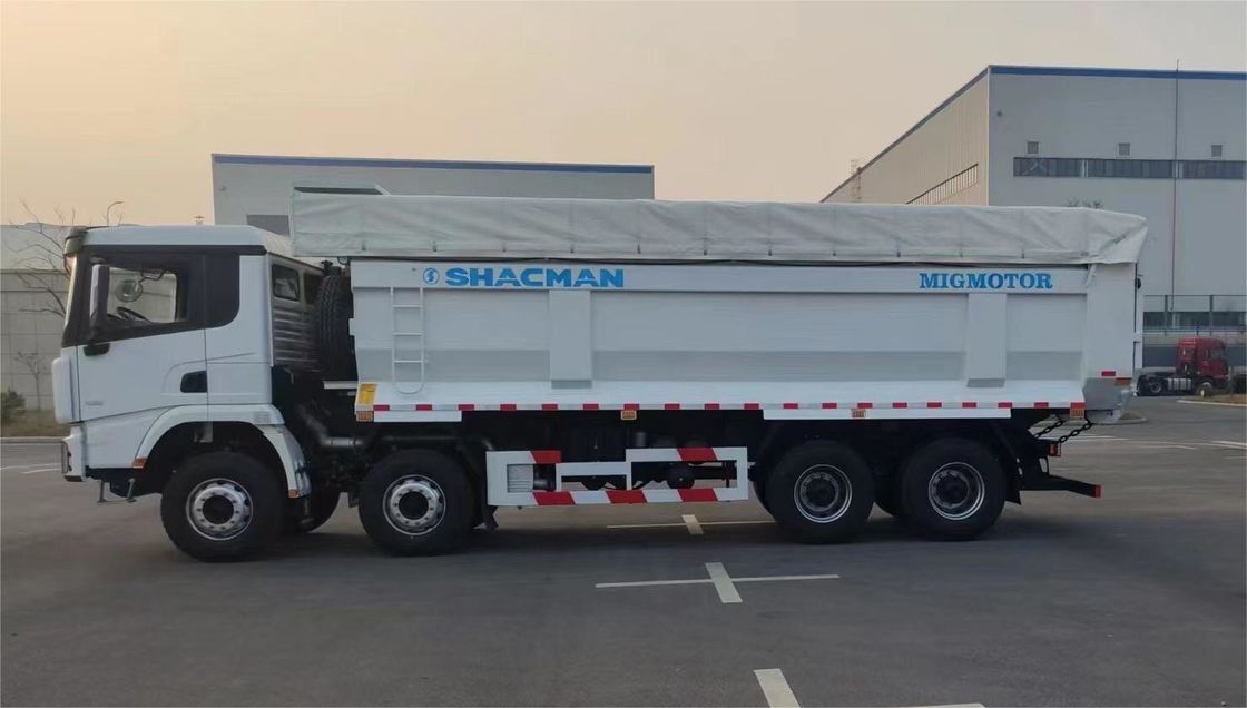 SHACMAN 8x4 440HP EuroV รถบรรทุกขยะหนัก ขาว 20 - 30 ตัน รถบรรทุกขยะ
