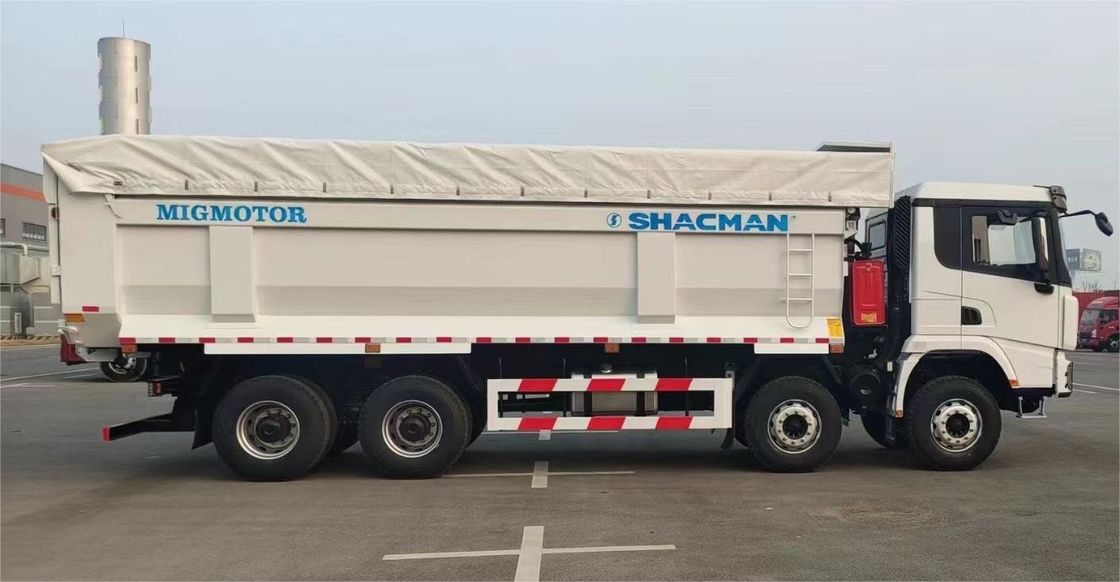 SHACMAN 8x4 440HP EuroV รถบรรทุกขยะหนัก ขาว 20 - 30 ตัน รถบรรทุกขยะ