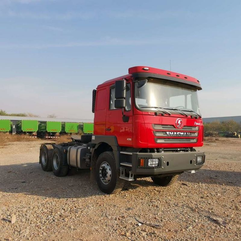 สีแดง SHACMAN F3000 375HP ยูโร V 6 ล้อ หัวจูง 4x2 WEICHAI เครื่องยนต์