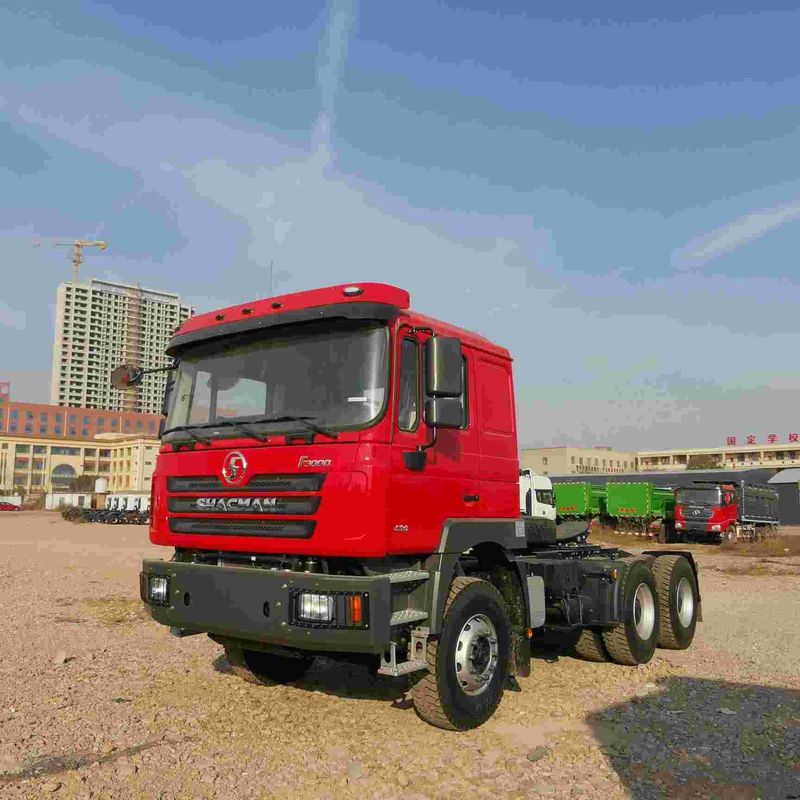 สีแดง SHACMAN F3000 375HP ยูโร V 6 ล้อ หัวจูง 4x2 WEICHAI เครื่องยนต์