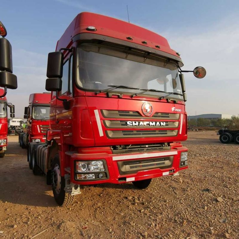 สีแดง SHACMAN F3000 375HP ยูโร V 6 ล้อ หัวจูง 4x2 WEICHAI เครื่องยนต์