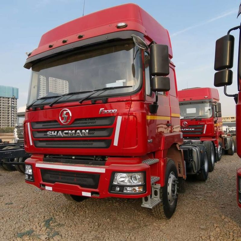 สีแดง SHACMAN F3000 375HP ยูโร V 6 ล้อ หัวจูง 4x2 WEICHAI เครื่องยนต์