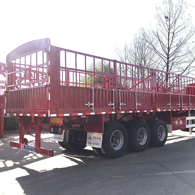 CIMC 3 แอ็กซ์รั้ว Semi Trailer รั้ว 60 ตันกับถัง Twist Lock SHACMAN