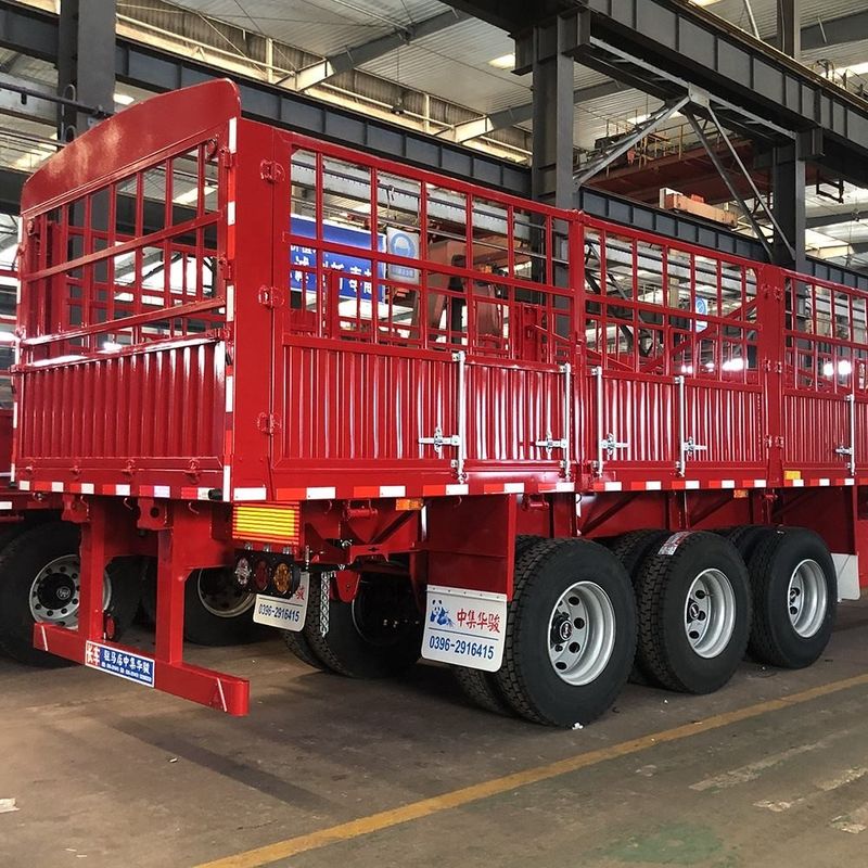 CIMC 3 แอ็กซ์รั้ว Semi Trailer รั้ว 60 ตันกับถัง Twist Lock SHACMAN