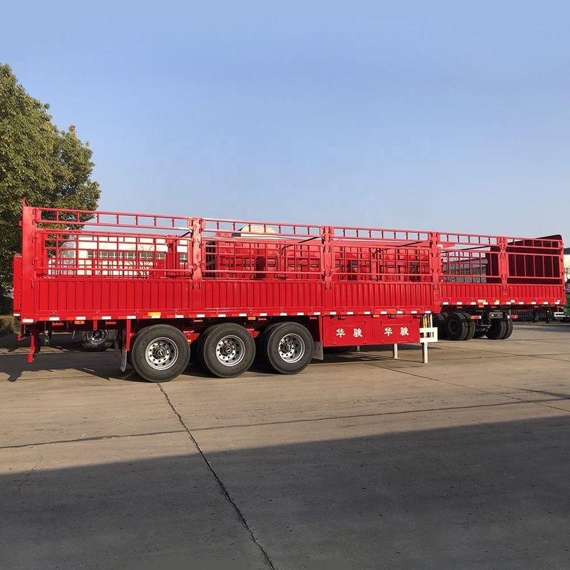 SHACMAN รั้ว CIMC 3 แกน รั้วสินค้า Semi Trailer 60 ตัน