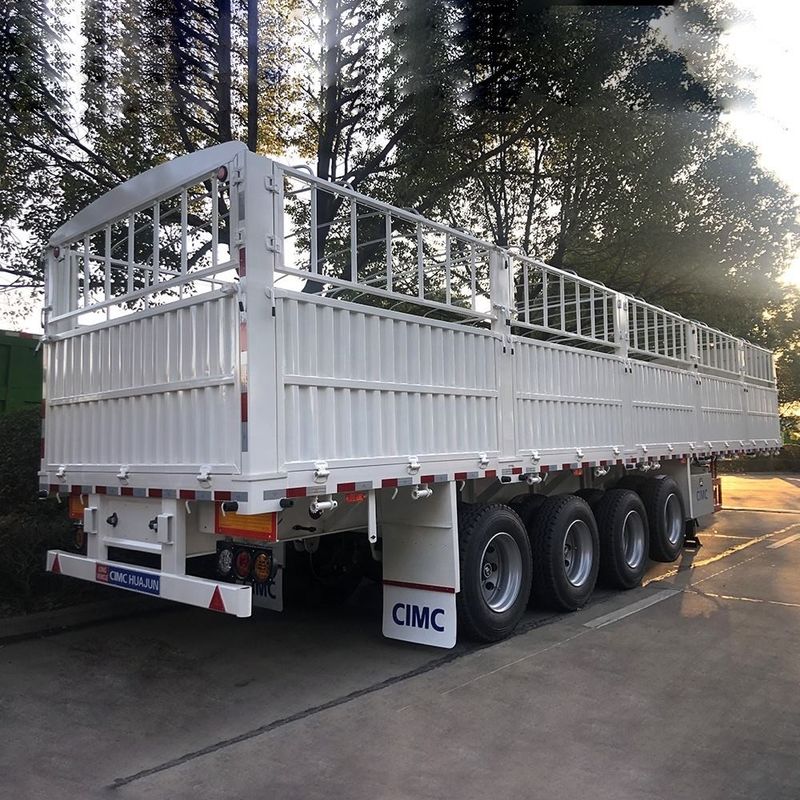 CIMC 3 / 4 แอ็กเซลส์ รั้ว Semi Trailer 60 70 ตัน รั้วรถบรรทุก SHACMAN