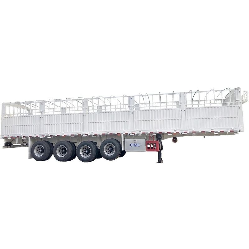 CIMC 3 / 4 แอ็กเซลส์ รั้ว Semi Trailer 60 70 ตัน รั้วรถบรรทุก SHACMAN